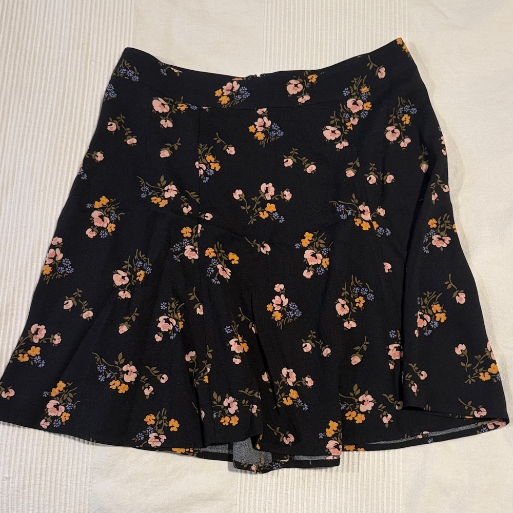 Reformation Black Floral Mini Skirt
